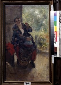 Une propriétaire ou femme avec un verre de vin - Konstantin Alekseevich Korovin