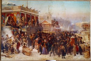 Baladins sur la place Admiraut à Saint-Pétersbourg - Konstantin Egorovich Makovsky
