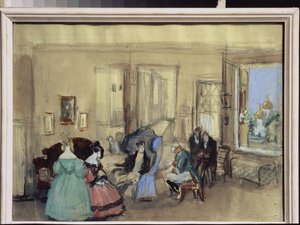 Une scène de la pièce de théâtre "Le Revizor" de Nicolas Gogol - Konstantin Ivanovich Rudakov