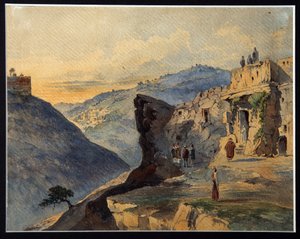 La vallée de Josaphat, le mont des Oliviers, village Siloam - Konstantin Karlovich Gerz