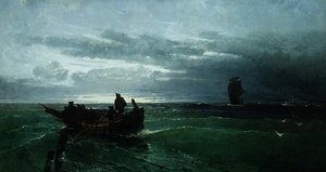 Figures dans une barque au large - Konstantinos Bolanchi