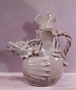 Art coréen : céramique aigue-marine en forme de dragon aquatique - Korean School