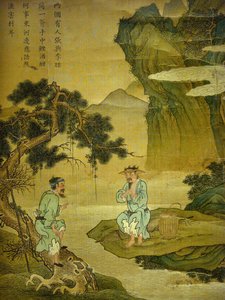 Conversation entre un pêcheur et un bûcheron, détail d