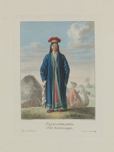 Fille kalmouke. De Les peuples de la Russie, 1812 - Korneev
