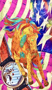 Cheval patriotique aux couleurs vives