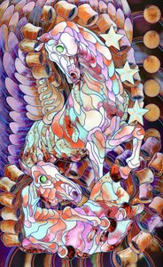 Chevaux fantastiques en vitrail - Kostyantin Malginov