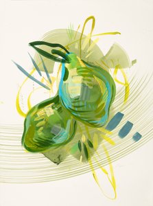 Pêches vertes abstraites