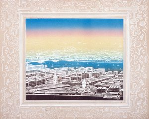 Vue aérienne de Londres avec bordure décorative