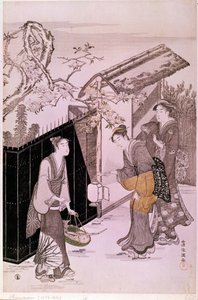 Retour de soirée poétique au printemps. Estampe japonaise de Shunman Kubo (1757-1820). Paris, Musée Guimet, Musée national des arts asiatiques - Kubo Shumman