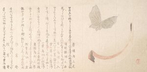 Vase de fleurs en corne et un papillon, début du 19ème siècle - Kubo Shunman