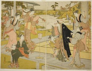 Oboshi Yuranosuke à la maison de thé Ichiriki, de la scène VII dans le magasin des fidèles serviteurs - Kubo Shunman