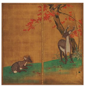 Cerf sous un érable