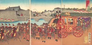 Vue du Carrosse Impérial, 1889 Meiji 22 - Kunitoshi