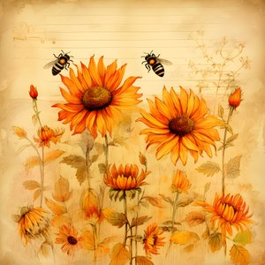 Silhouettes de tournesols et d