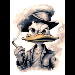 Picsou fumant un gros joint de marijuana 2