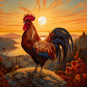 un coq chantant au lever du soleil 3