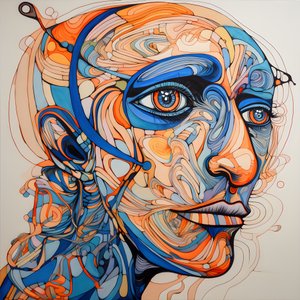 Visage, spirale pour les yeux et un oiseau pour le nez 4