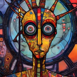 Carnaval mutant de marais cajun Sci-Fi Droïde, dans le style artistique de Tim Burton et Beksinski 4