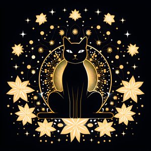 Chat en méditation assis sur une fleur de lotus 2