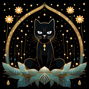 Chat en méditation assis sur une fleur de lotus 4