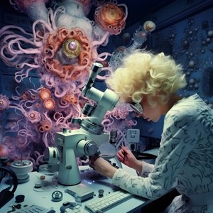 Image de microscope électronique à super-résolution de femme dans le style artistique de David LaChapelle 1