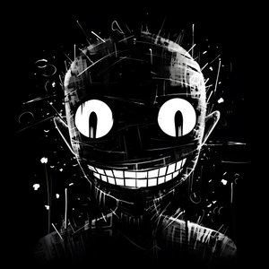 Le visage souriant est dessiné sur du papier noir 2