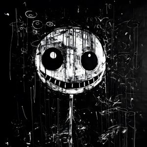 Le visage souriant est dessiné sur du papier noir 4