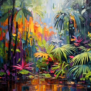 une jungle colorée et pluvieuse 3