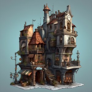 Un pâté de maisons avec un bâtiment et un escalier en pierre 1