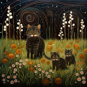 Chatte allaitant ses chatons dans l