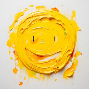 visage souriant jaune peint en impasto 2
