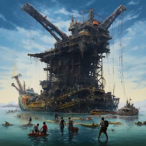 Grande épave tirée de la mer par une grue 2