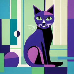 Chat argenté dans un style moderniste 3