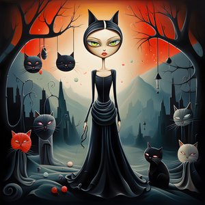 Femme chat folle en robe 2