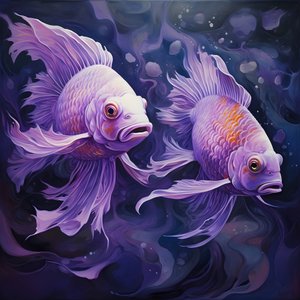 deux poissons en violet 2 - Kurt Heppke