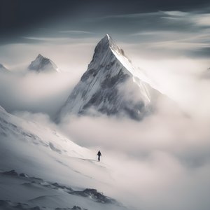 Deux personnes faisant du ski sur une montagne couverte de nuages 1
