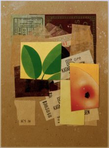Sans titre (Avec morceau de pomme et feuilles vertes) - Kurt Schwitters