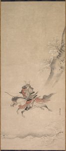Un samouraï à cheval, XVIIe siècle - Kusumi Morikage