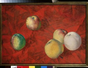 Pommes sur un arriere plan rouge - Kuzma Sergeevich Petrov Vodkin