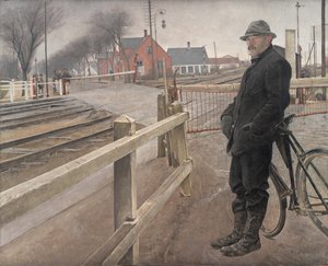 En attendant le train. Passage à niveau par l