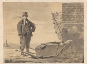 Pêcheur fumant avec une brouette - L.F.H. Andrau