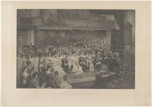 Cérémonie de bénédiction du mariage de la reine Wilhelmine des Pays-Bas et du duc Henri de Mecklembourg à La Haye, le 7 février 1901 - L. Angerer