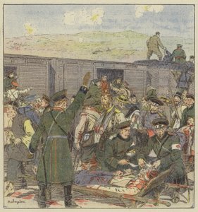 Embarquement des blessés pendant la bataille de Kai-Ping - L. Malespine