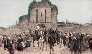 Cavalerie quittant une ville bretonne - Lady  Butler