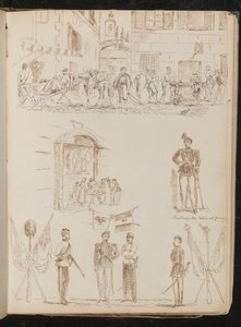 Scène de ville avec des soldats buvant, étude d