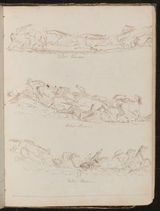 Trois études de chevaux galopant librement - Lady Butler