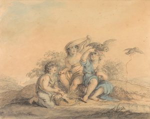 Enfants avec des chouettes de compagnie - Lady Diana Beauclerk