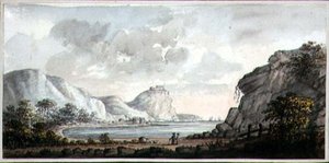 Paysage avec deux figures surplombant une baie, vers 1825 - Lady Egerton