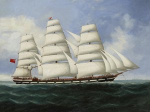 Le navire marchand à gréement intégral "Loch Long" en mer à pleine voilure