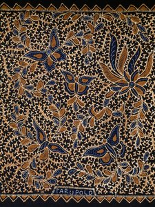 Batik avec décoration traditionnelle de papillons et de fleurs, Java, Indonésie (détail)